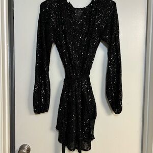 Forever 21-New-Sequin Mini  Dress Black Size: